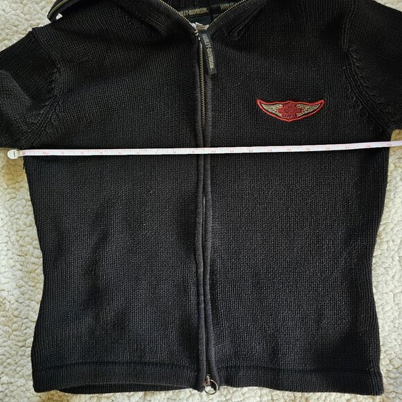 Harley Davidson Black Knit Jacket Women's Full Zip Ribbed Collar XL - Picture 8 of 9